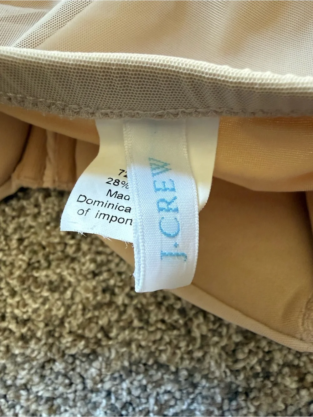 J.Crew Ruched Strapless Cream One-Piece Swimsuit Size 10 D-Cup